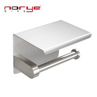 Support mural moderne en acier inoxydable 304 noir pour papier toilette avec étagère pour téléphone, idéal pour la salle de bain et la cuisine (vente en gros)