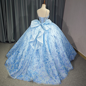 Jancember 6787 Backless Bow Bling Sequins Ball Gown Vestidos de fiesta formales de noche - Product Image 5