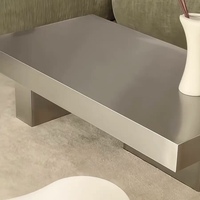 Table basse en acier inoxydable, design rectangulaire minimaliste, mobilier de salon, taille personnalisable disponible, sensation haut de gamme, qualité supérieure