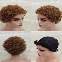 Perruque courte brésilienne bouclée Letsfly, 100% cheveux humains, fabriquée à la machine, coupe pixie, couleur naturelle, cheveux vierges, perruques coupe pixie pour femmes noires
