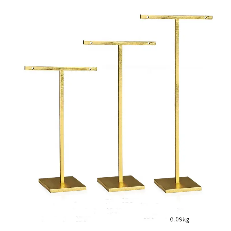 Top quality gold brush T bar square metal jewelry displays stand earring holders display stands