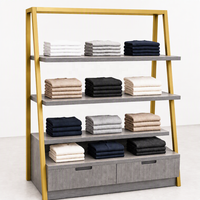 Étagère grise en forme de A pour vêtements, présentoir en bois avec tiroir inférieur, robuste