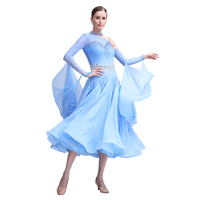 B-24121 Yundance personnalisé nouvelle robe de danse de salon de haute qualité en mousseline de soie bleu clair grâce tango robes de danse de salon à vendre