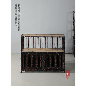 Bamboo Tea Cabinet Square Lacquered Floor Standing Storage Antique Display Cabinet For Tea Room - Product Image 2