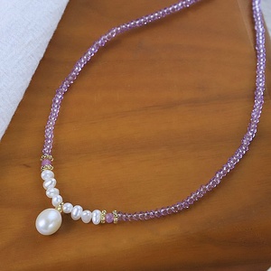 Collar de Perlas de Cuarzo Rosa Brillante Genuino, Chapado en Oro de 18K sobre Cobre Puro, Estilo Casual de Lujo, Hecho a Mano, Pulido, Regalo para Días Festivos - Product Image 2