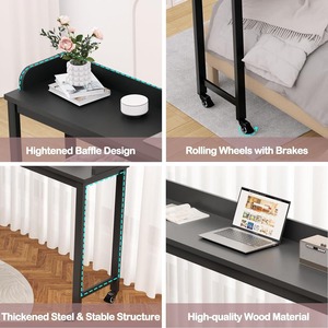 Vente en gros en usine Bureau noir pour ordinateur portable à roulettes <span class=keywords><strong>Table</strong></span> <span class=keywords><strong>de</strong></span> <span class=keywords><strong>lit</strong></span> King avec 2 prises secteur et 2 ports USB pour le rangement <span class=keywords><strong>de</strong></span> la chambre à coucher ou <span class=keywords><strong>de</strong></span> l'appartement - Product Image 6