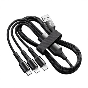Câble de charge rapide <span class=keywords><strong>3</strong></span> en 1 en nylon tressé PVC avec logo personnalisé, cordon universel résistant à l'usure pour téléphones, tablettes, petits gadgets - Product Image 2