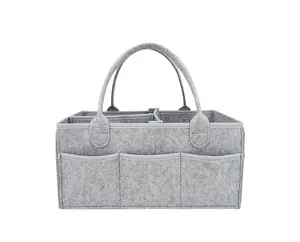 In Stock Mom and Baby 3mm Thickness Grey Felt Nappy Diaper Caddy Portable Travel Car Organizer Bag