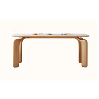 Table à manger GEDO Cream Wind Rock Board, style moderne et simple, en bois de frêne massif, carrée, de style nordique, pour 4 personnes