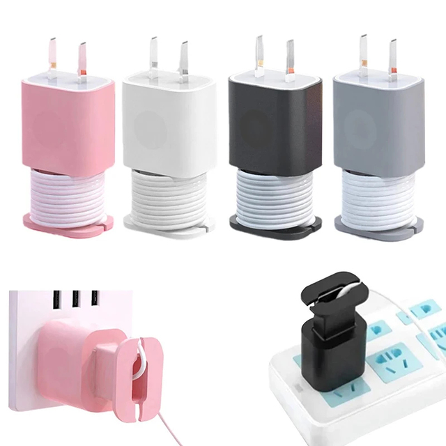 2 in 1 Silicone Cable Winder Charger Protector Cover Wire Organizer for IPhone USB Charger Cable Charging Head Protective Case