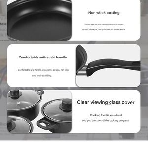 13-Piece Healthy Durable Iron Cookware Set Non-Stick Deep Frying <b>Pan</b> Lid Milk Pot Maifan <b>Stone</b> Cooking Pot for All Hob Use Home - Product Image 6