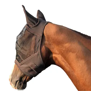 Atmungsaktiver Komfort Horse Fly Veil Full Face Cover Mesh mit Ohren schutz