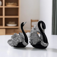 Statue en résine Cygne Noir, Forme Animale, Art Déco, Design Moderne, Décoration de Luxe pour la Maison, Sculpture de Table, Salon, Bureau, Couple