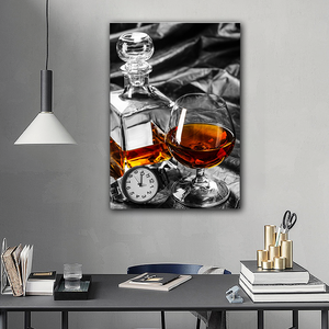 कारखाने सीधे बिक्री व्हिस्की काले सफेद मुद्रित कैनवास पेंटिंग शराब अभी भी अपार्टमेंट बार हॉलवे सजावट के लिए जीवन गैलरी - Product Image 4