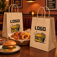 Sacs à hamburgers en papier kraft jetables de qualité alimentaire, imprimés sur mesure par offset, avec poche à ouverture facile pour les chaînes de restauration rapide