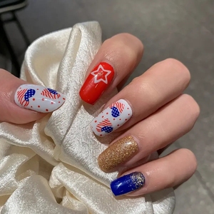 4 juillet ongles enveloppes autocollants jour de l'indépendance Gel ongles autocollants patriotique vernis à ongles bandes couverture complète enveloppes auto-adhésives - Product Image 4