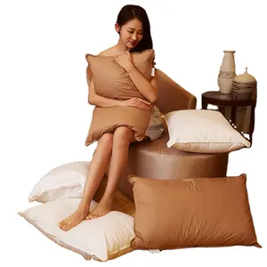 Koleksi Hotel bantal kasur bulu angsa katun 100% sulam untuk tidur