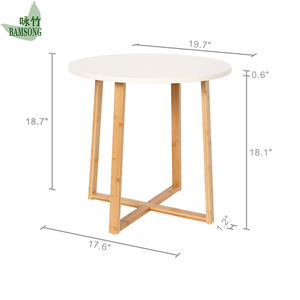 Table basse ronde élégante en bambou avec structure en X, sans outil, antidérapante, moderne, pour salon et <span class=keywords><strong>chambre</strong></span> à coucher - Product Image 2
