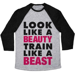 Look Like a Beauty, Train Like a Beast Unisex Tri-Blend <b>Baseball</b> <b>Tee</b> - Product Image 2