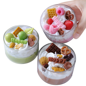 Cute Fake Cream Dessert Cup Aromatherapy <b>Candle</b> Strawberry Chocolate Ornament For Warm Indoor Leisure Atmosphere - Product Image 2