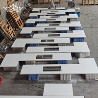GOLDTOP Plans de travail en quartz Bianco Carrara 4044 en pierre naturelle exquise pour lavabos de salle de bain d'hôtel et comptoirs de lavabo de spa de luxe