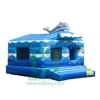 Komersial Mini Inflatable Indoor <span class=keywords><strong>Biru</strong></span> SeaWorld Dolphin Bouncer untuk Anak-anak