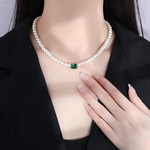 Nuevo regalo moda rectángulo diamante Retro australiano Shell perla Metal Color Artificial tesoro mezclar y combinar collar de mujer - Product Image 5