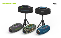 Enceinte portable Hopestar A95 580W, étanche IPX6, enceinte d'extérieur avec double radiateur passif, lumière RGB pour les fêtes et le camping