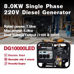 Belon мощность 8,0 кВт однофазный 230/400 В, портативный дизель-генератор с открытой рамой, малогабаритный двигатель с высокой эффективностью - Product Image 2