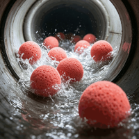 Boules en caoutchouc pelées en gros pour le nettoyage industriel, boules éponges en caoutchouc industrielles, vente en gros de boules de nettoyage