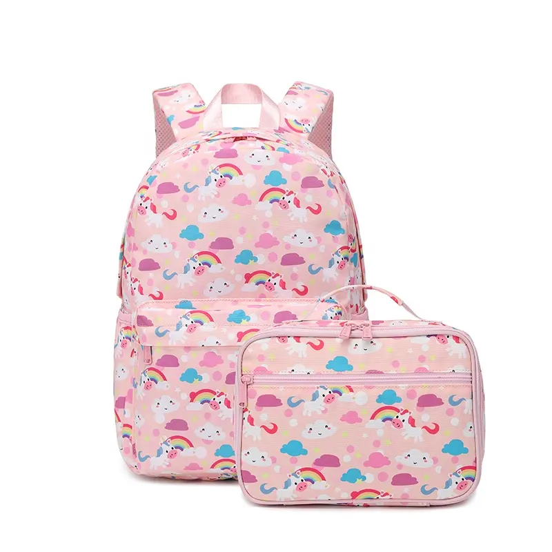School bags unicorn pink kids school backpack set cartoon print backpack for girls cute bookbag primary school bag lunch bag