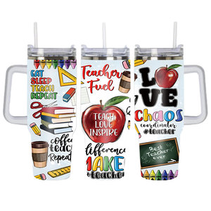 Presents for Teacher <b>Large</b> Capacity 40oz Stainless Steel Tumbler Handle Straw Cup Car Travel Coffee Mug Teacher's Day <b>Gifts</b> - Product Image 4