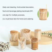 Vente en gros de cure-dents en bambou écologiques de 65 mm, biodégradables, pour les fêtes d'enfants et les mariages, emballés dans une bouteille transparente