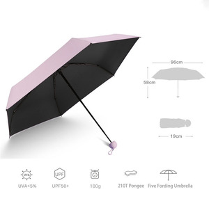 Ultraleggero portatile OEM Logo personalizzato sole e pioggia Dual-use UV Anti-sole Mini 5 ombrello pieghevole tasca capsula parasole - Product Image 3