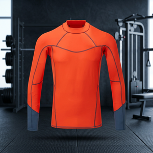 เสื้อแรชการ์ดแขนยาวสีส้มสำหรับผู้ชาย ผ้า Neoprene แห้งเร็ว ไซส์ผู้ใหญ่ 160 กรัม พิมพ์ลายดิจิตอล โลโก้ด้านหน้า - Product Image 3