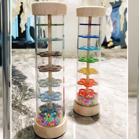 Jouet éducatif musical pour enfants en bois Orff, simulation de son de pluie, sablier arc-en-ciel