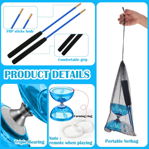 Ensemble chinois <span class=keywords><strong>diabolo</strong></span> pour débutants-3-5 roulements, extrémités lumineuses, caoutchouc souple-tous les âges - Product Image 3