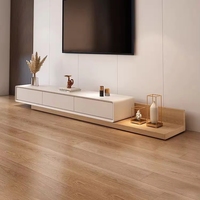 Meuble TV en bois massif de haute qualité pour salon avec éclairage LED et table basse intégrée