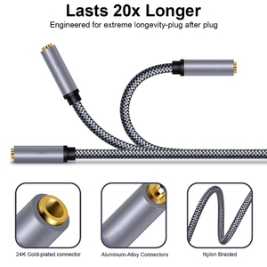 Adaptateur audio 3,5 mm mâle vers femelle, cordon d'extension stéréo Hi-Fi, câble d'extension pour <span class=keywords><strong>casque</strong></span> - Product Image 2