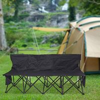 Banc pliant avec support dorsal Cadre en métal portable Tissu Oxford 4 places pour plage, camping et sites sportifs