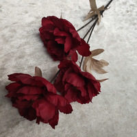 3 têtes 66cm Blanc Rose Rouge Tissu de soie Fleurs de pivoines artificielles pour arrangement floral de mariage