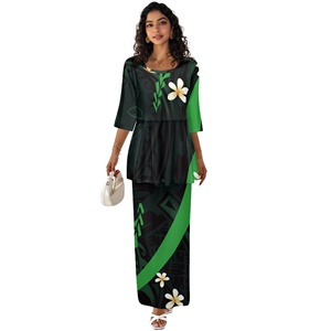 Tenues assorties pour la <span class=keywords><strong>famille</strong></span>, tendance et élégantes, de style polynésien tropical vert et noir, vêtements assortis pour les fêtes, personnalisables pour la <span class=keywords><strong>famille</strong></span> - Product Image 3