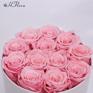 HFlora, superventas de alta calidad, flor eterna en caja de regalo redonda blanca, flor preservada, rosa roja para regalo de cumpleaños, amiga - Product Image 6