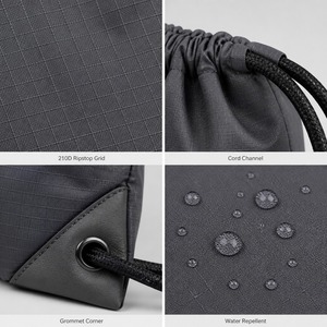 Sac à dos léger à cordon de serrage OEM en gros, de haute qualité, pas cher, réutilisable, imperméable, en tissu Ripstop, couleur et logo personnalisables, pour le voyage - Product Image 3