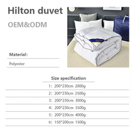 Couette en duvet d'oie 100% coton 400 fils, microfibre polyester, édredon Hilton