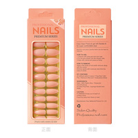 Vente en gros de faux ongles artificiels de haute qualité, 24 pièces, en ABS, faux ongles de luxe pré-dessinés, ongles en amande courts moyens à presser
