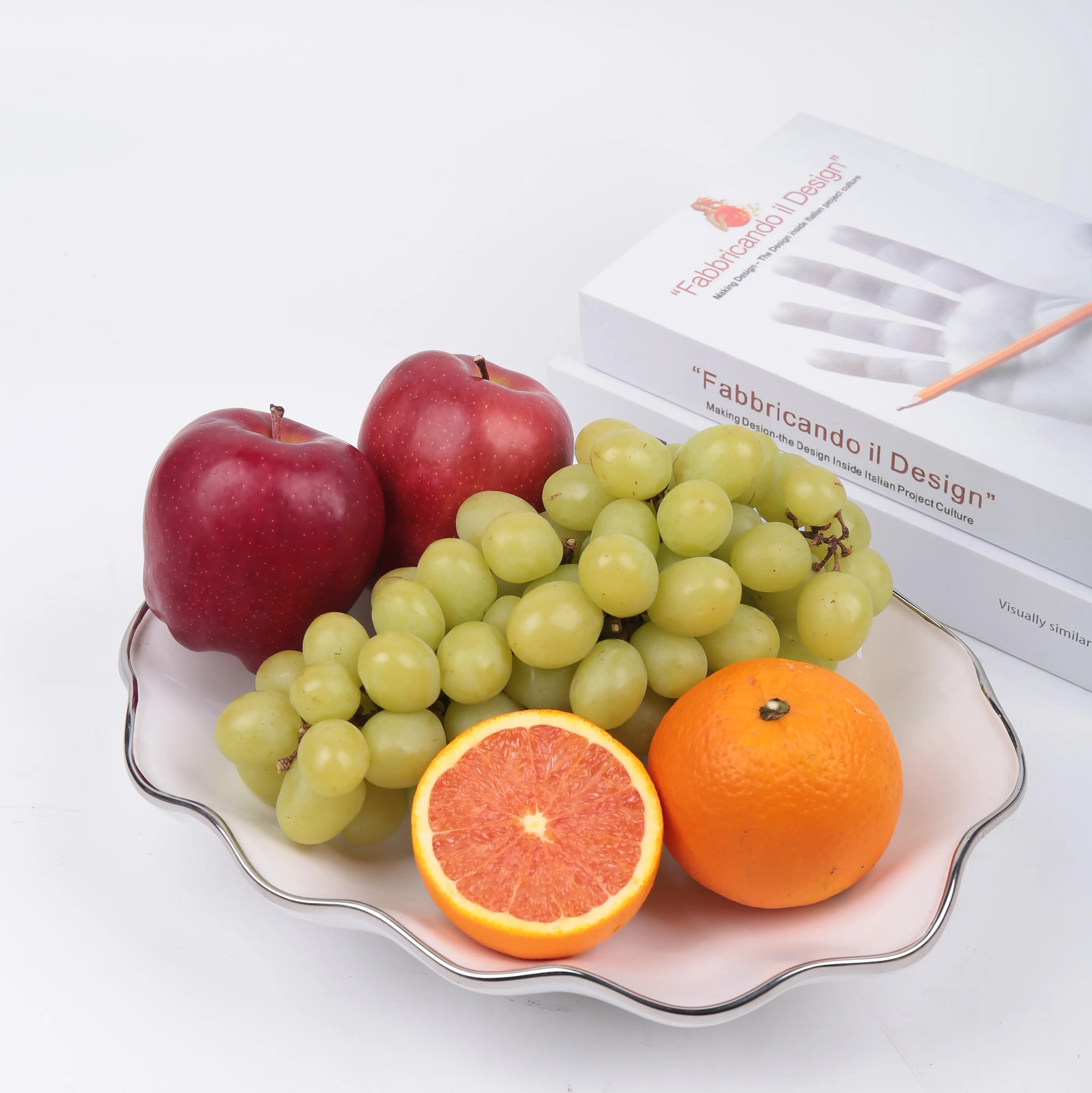 Groothandel Nordic Eenvoudige Huis Tafel Custom Witte Kleur Platos Restaurantes Keramische Fruitplaat
