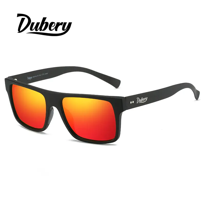 DUBERY D500 Boa Qualidade Quadrado De Fibra De Carbono Óculos De Sol Homens Clássico Polarizado Óculos De Sol Masculino Espelho Driving Shades Gafas De Sol
