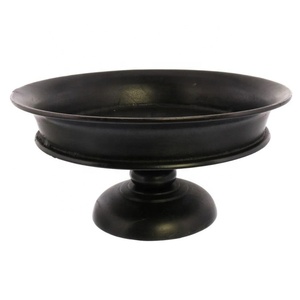 Bol décoratif fait main multi-usages Bol fantaisie de haute qualité en métal en fer Revêtement en poudre noire Bol décoratif de table fini - Product Image 1