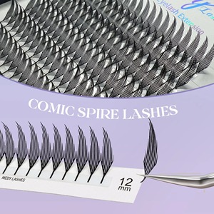 Extensions de cils naturels Manga 0,07 mm C Curl faites à la main, 12 rangées, 8-15 mm, fournitures pour cils - Product Image 3